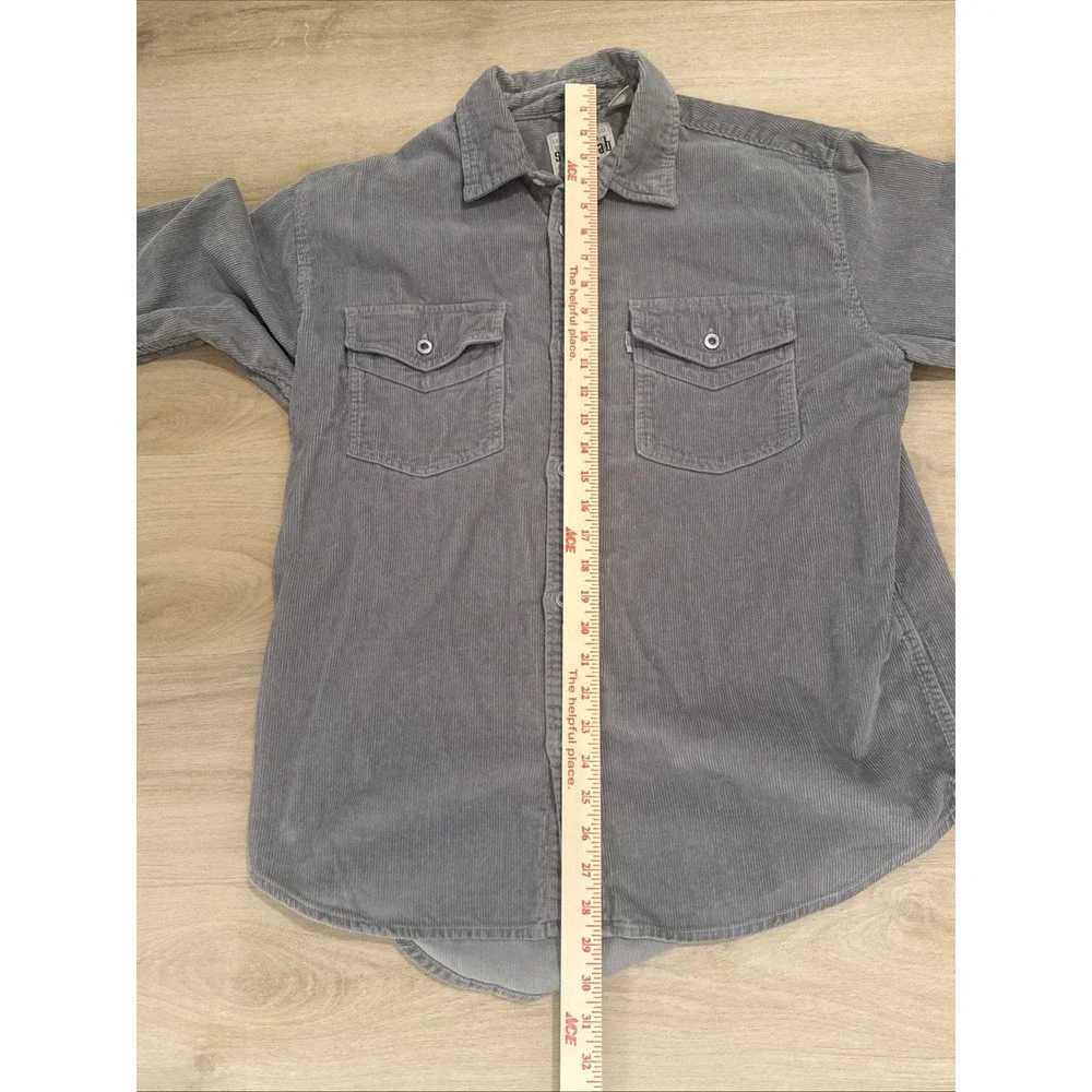 Levi's Silver Tab Gray Corduroy Long Sleeve Shirt Men's A Loose Fit 2 Pocket